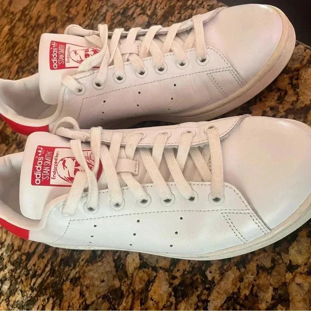 Mens Red Adidas Stan Smith - Picture 6 of 13